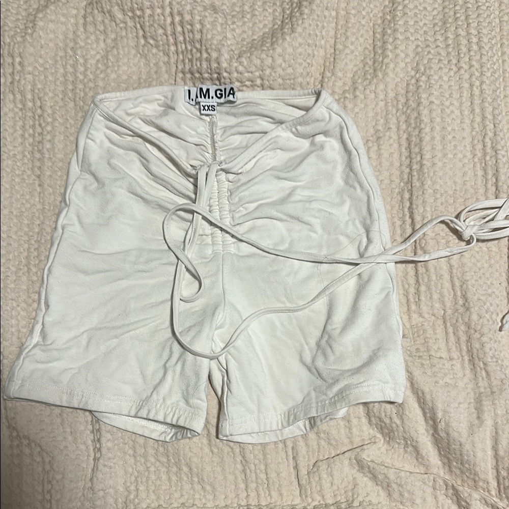 I.AM.GIA White Bike Shorts with Minimalist Design